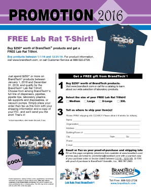 BrandTech Lab Rat T-Shirt Promotion Form