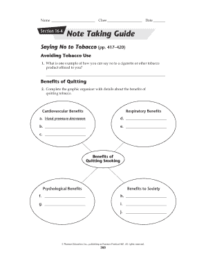 Sample evaluating questions - Name Section 164 Class Date Note Taking Guide Saying No to Tobacco (pp - zbths k12 il