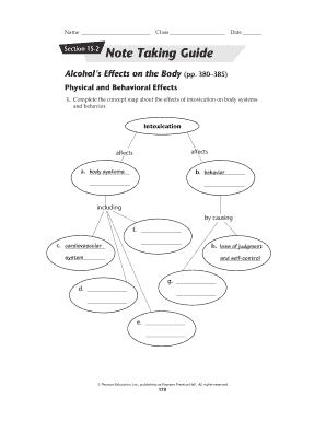 Alcohol's Effects on the Body Note Taking Guide