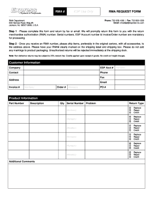 RMA Request Form