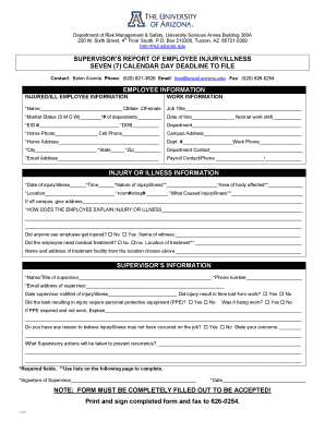 Supervisor's Report of Employee Injury/Illness
