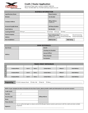 Express Systems Credit Application Form