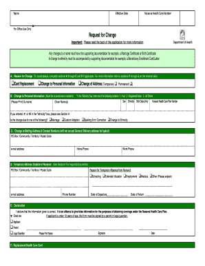Nunavut Health Care Change Request Form