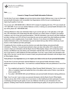 Consent to Change Medicare Health Information Sharing