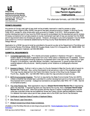 King County Right-of-Way Use Permit Application