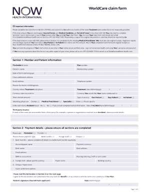 WorldCare Medical Claim Form