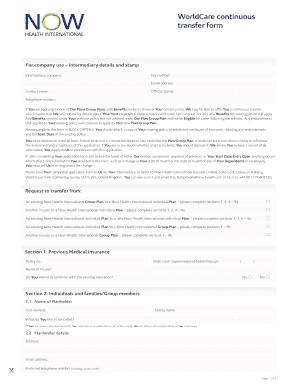 WorldCare Continuous Transfer Form