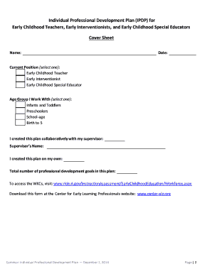 Individual Professional Development Plan for Early Childhood Educators