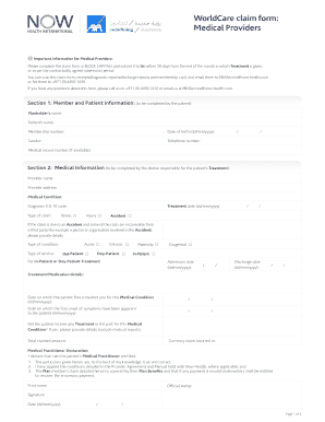 WorldCare Medical Claim Form
