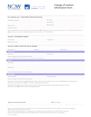 Change of Contact Information Form