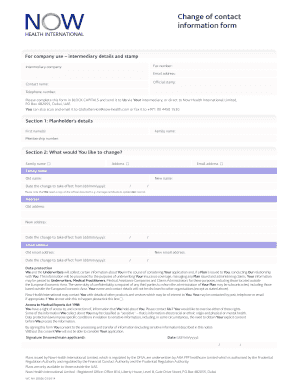 Change of Contact Information Form