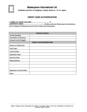 Credit Card Authorization Form
