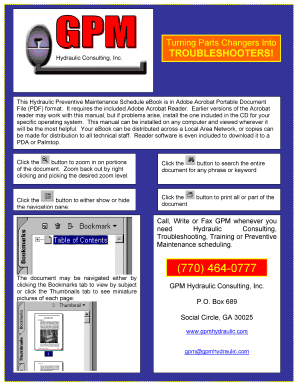 Hydraulic Preventive Maintenance Schedule