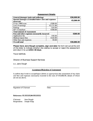 Acceptance/Rejection of Assessment Form