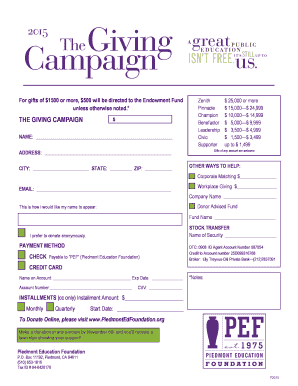 Piedmont Education Foundation Donation Form