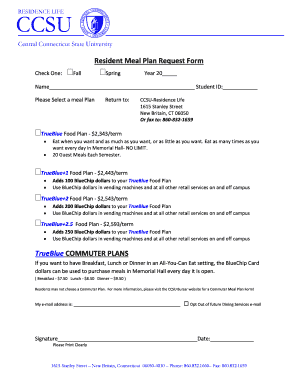 Resident Meal Plan Request Form