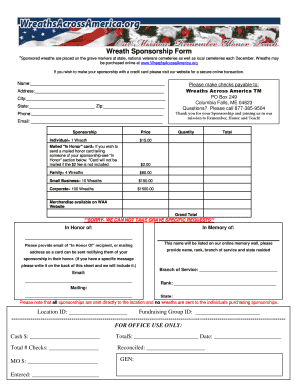 Wreath Sponsorship Form