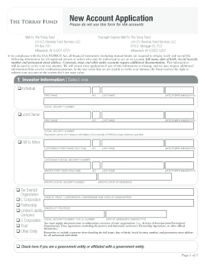 New Account Application Form
