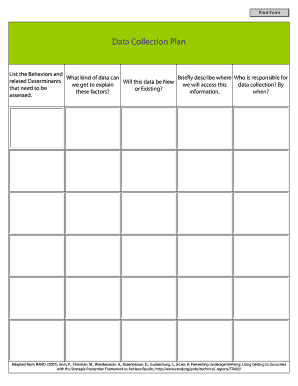 Data Collection Plan Tool