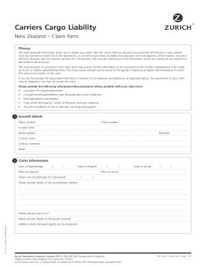 New Zealand Carriers Cargo Claim Form