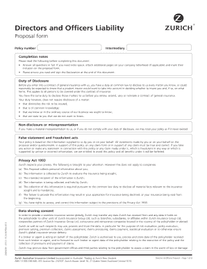Directors and Officers Liability Proposal Form