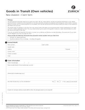 New Zealand Goods in Transit Claim Form