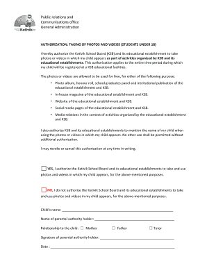 Kativik School Board Photo and Video Authorization Form