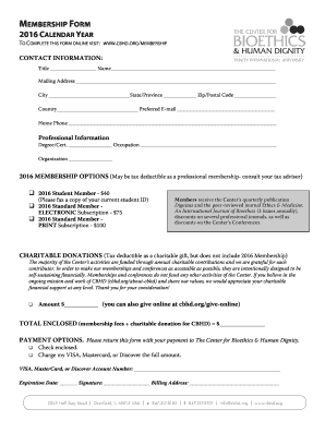 Printable medical waiver form - MEMBERSHIP FORM 2016 CALENDAR YEAR - cbhdorg