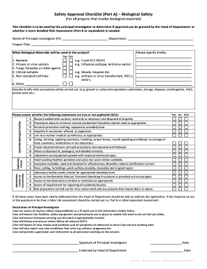 Biological Safety Approval Checklist