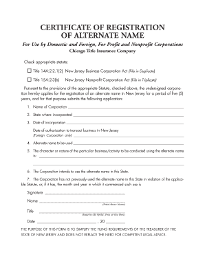 New Jersey Alternate Name Registration Form