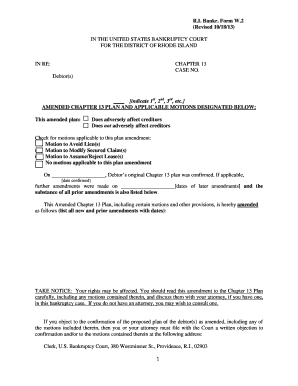 Amended Chapter 13 Plan Form