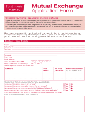Mutual Exchange Application Form