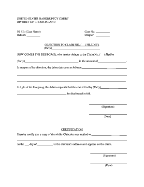 Objection to Claim in Bankruptcy