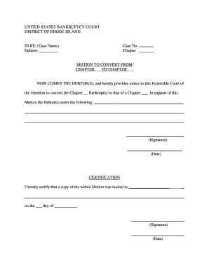 Motion to Convert Bankruptcy Chapter