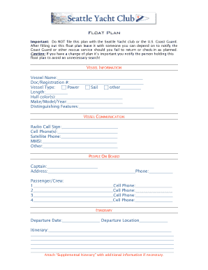 Float Plan for Vessel Safety