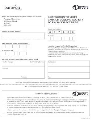 Paragon Mortgages Direct Debit Instruction Form