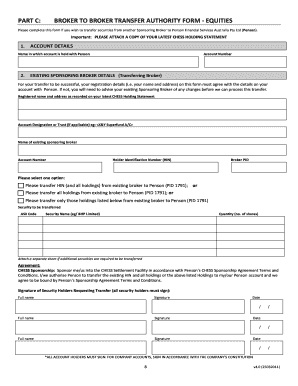 Broker to Broker Transfer Authority Form