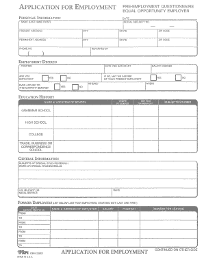 Employment Application Form