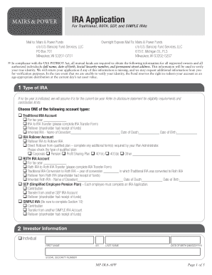 IRA Application Form