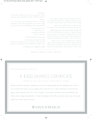 Silversea Cruise Savings Certificate