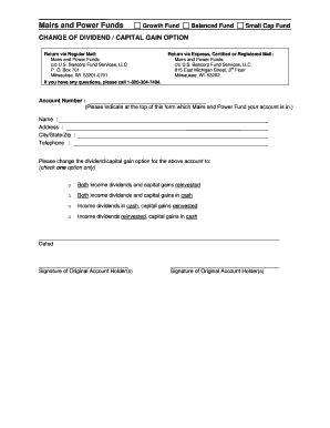 Mairs and Power Fund Dividend Option Change Form