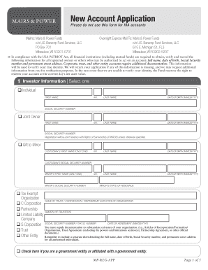 New Account Application for Mairs & Power Funds