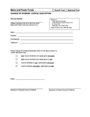 Mairs and Power Fund Dividend Option Change Form