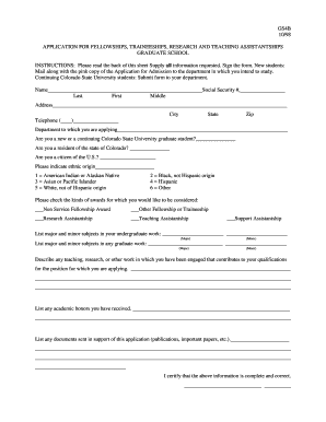 Colorado State University Fellowship Application