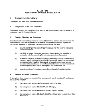 Audit Committee Information Form 52-110F1