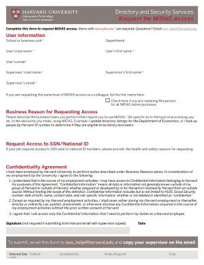 Harvard MIDAS Access Request Form