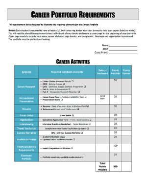 Career Portfolio Requirements