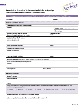 Foróige Volunteer Club Permission Form