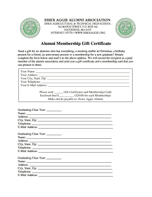 Alumni - Membership Gift Certificate Form - essexaggie