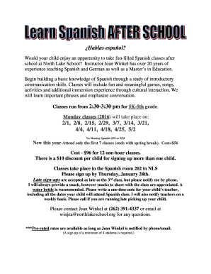 After School Spanish - northlakeschool.org - North Lake School District